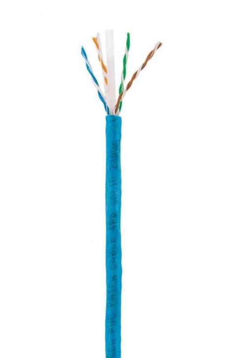 Bobina de cable de red UTP - Solida, 704670, Aluminio con recubrimiento de Cobre (CCA), 305m, CAT 6, Color Azul, 4 pares, 23AWG Bobina de cable de red UTP - Solida, 704670, Aluminio con recubrimiento de Cobre (CCA), 305m, CAT 6, Color Azul, 4 pares, 23AWG